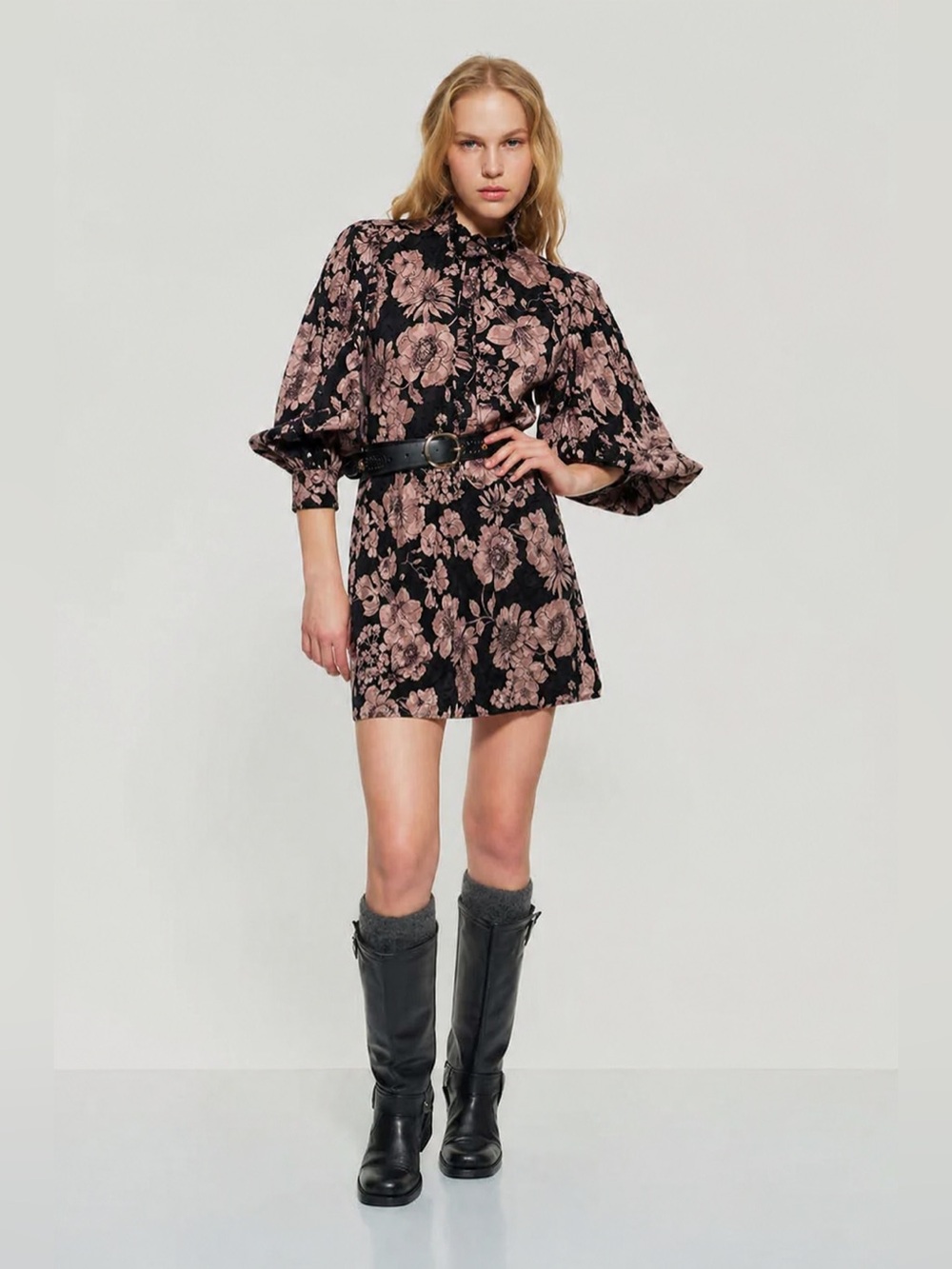 Antik‎ Batik Leonie Mini Dress M Black Floral Cotton Jacquard Boho Paris $238